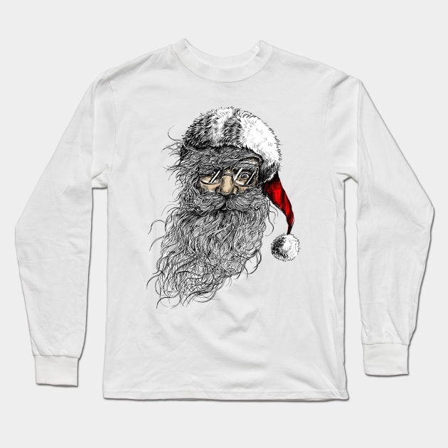 Cool Santa Long Sleeve T-Shirt by Whatastory